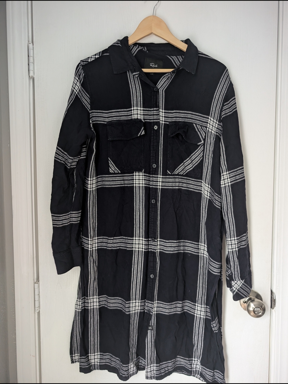 Rails Black and White Plaid Tunic Shirt